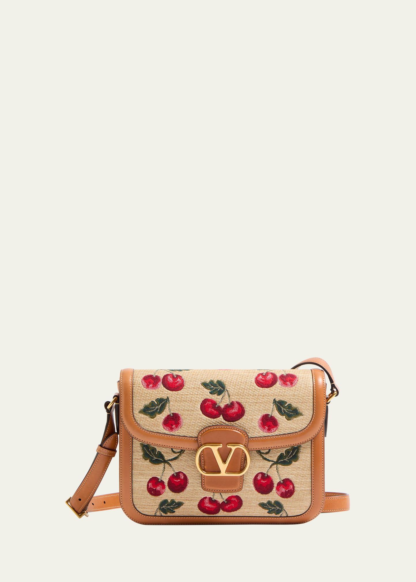 9 to 5 cherries jacquard saddle crossbody bag