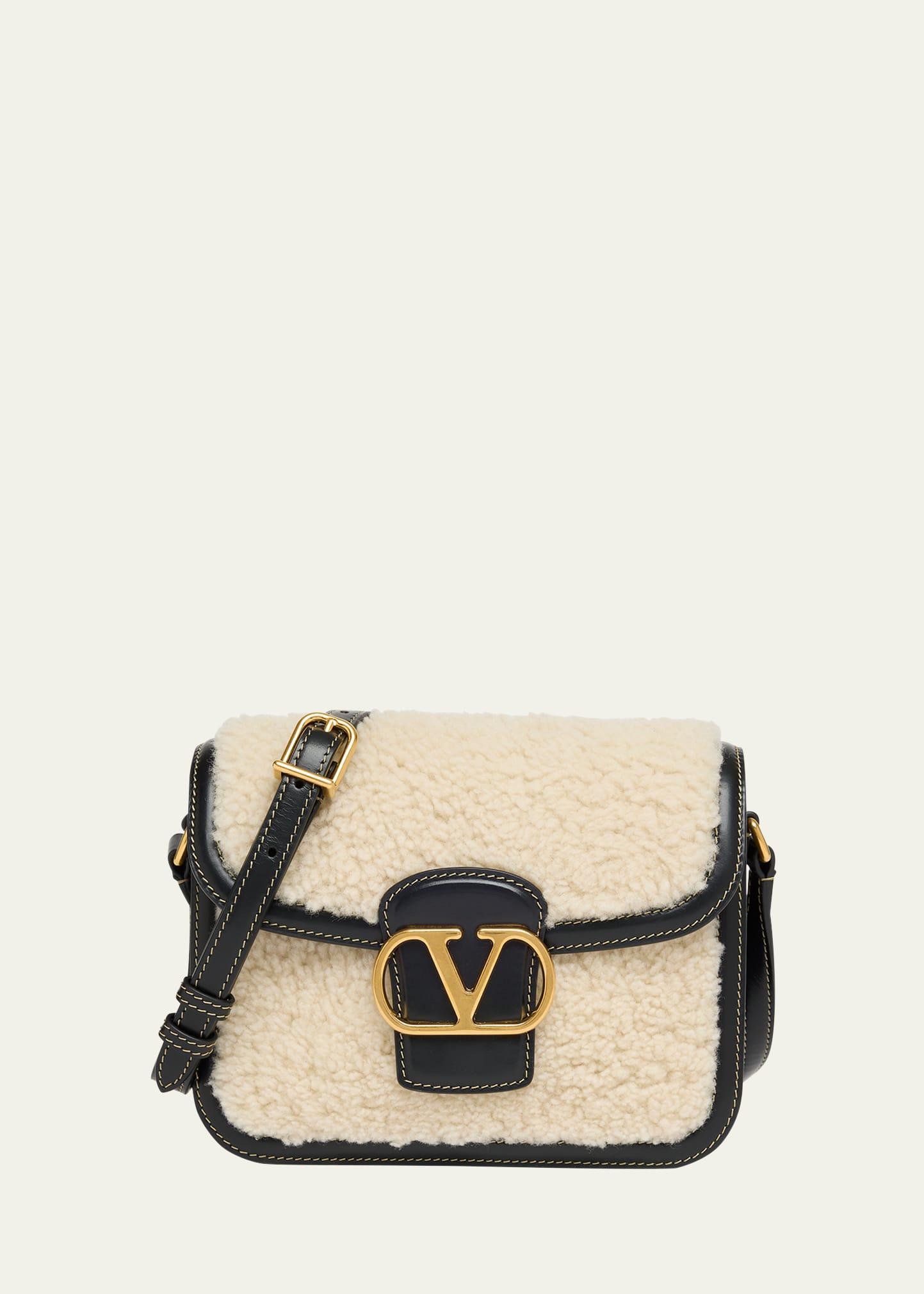 9 to 5 small shearling and leather shoulder bag