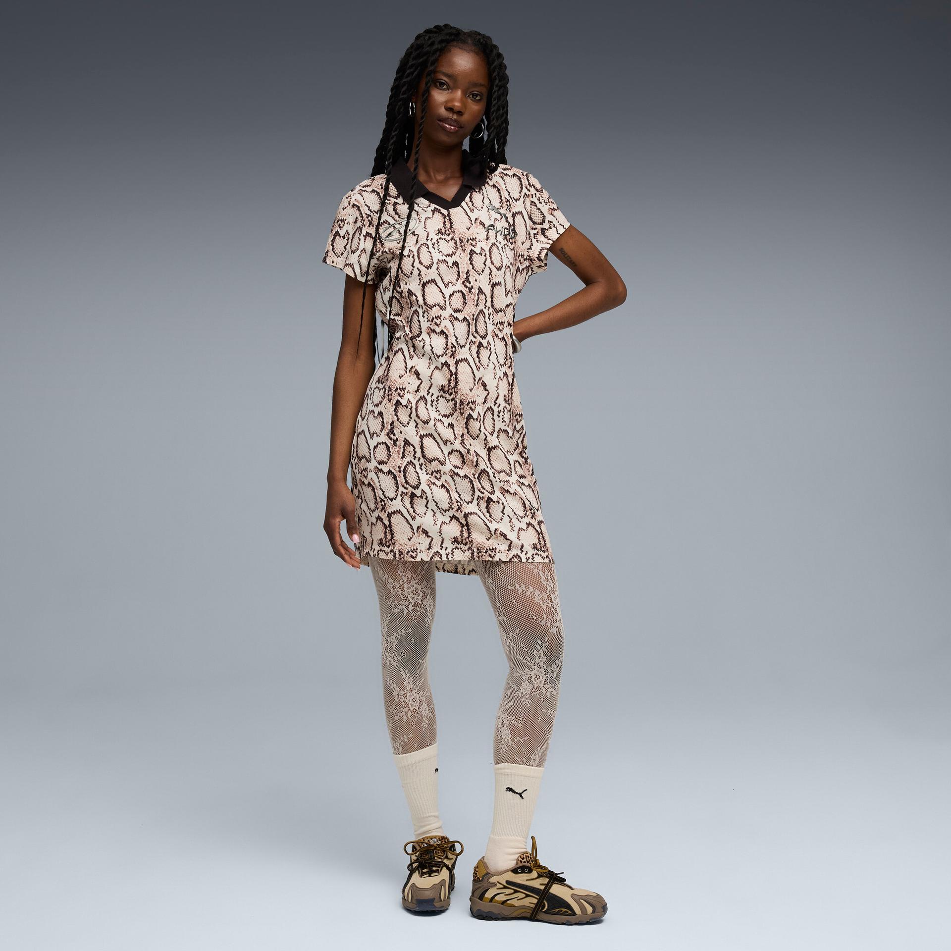 a$ap rocky x puma women's snake skin futbol dress in white, size xxl