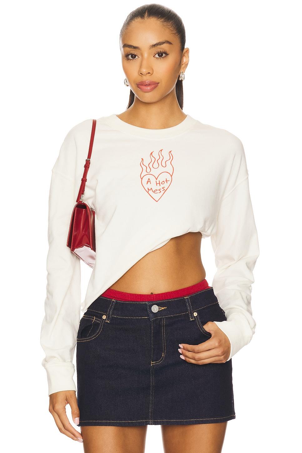 a hot mess kickoff crop crew sweatshirt