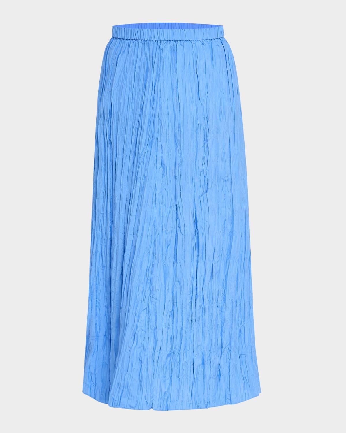 a-line crinkled silk maxi skirt