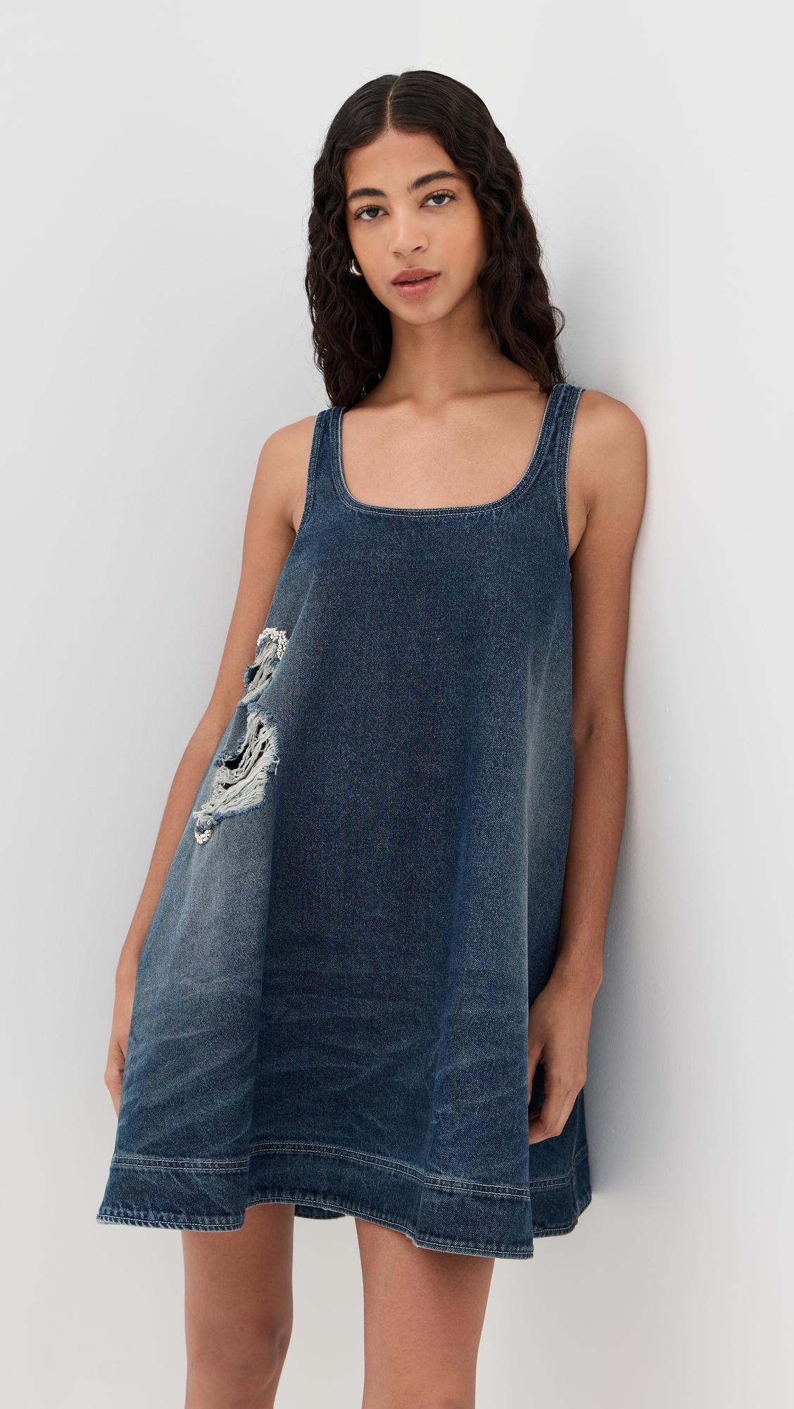 a line denim mini dress