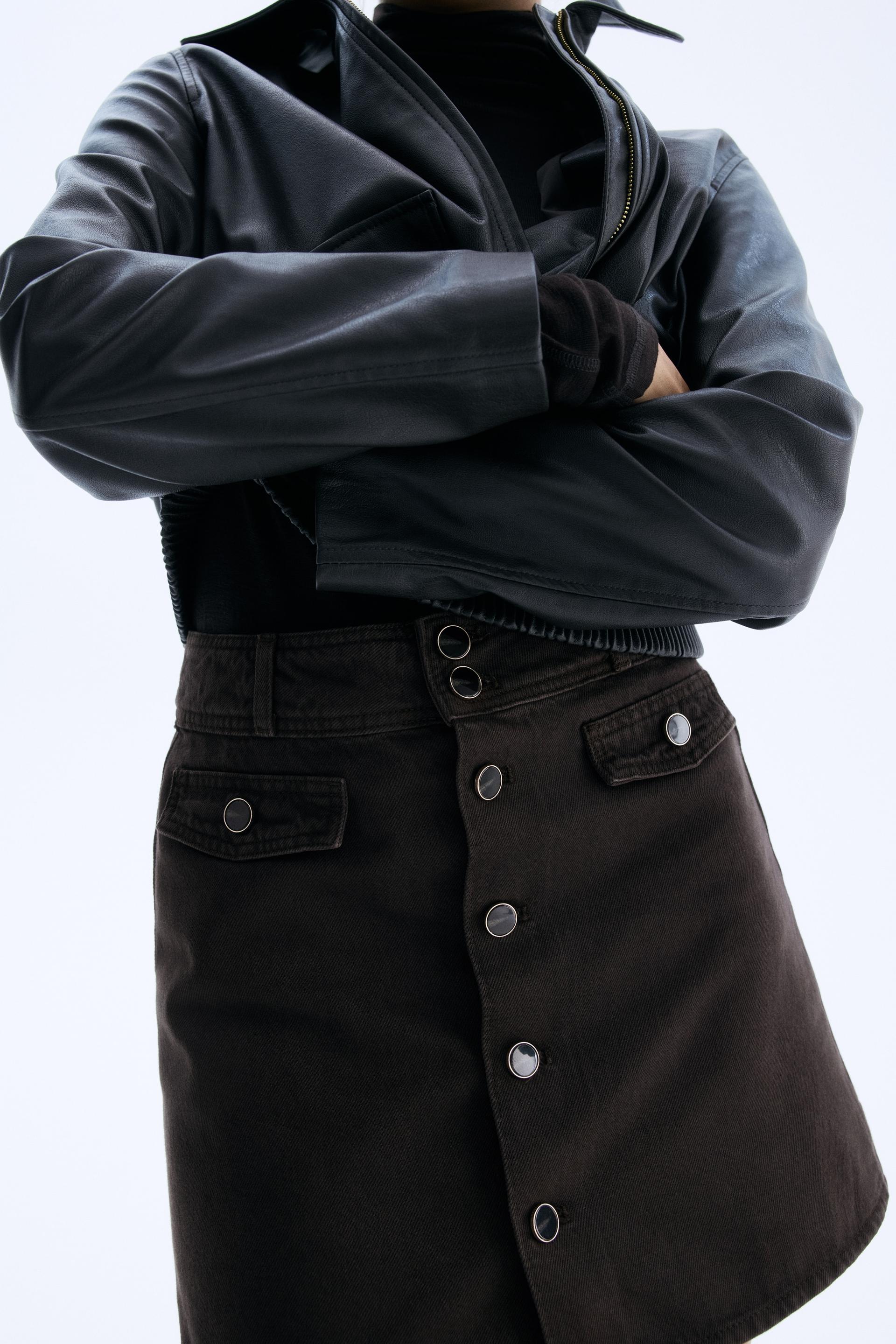 a-line denim mini skirt