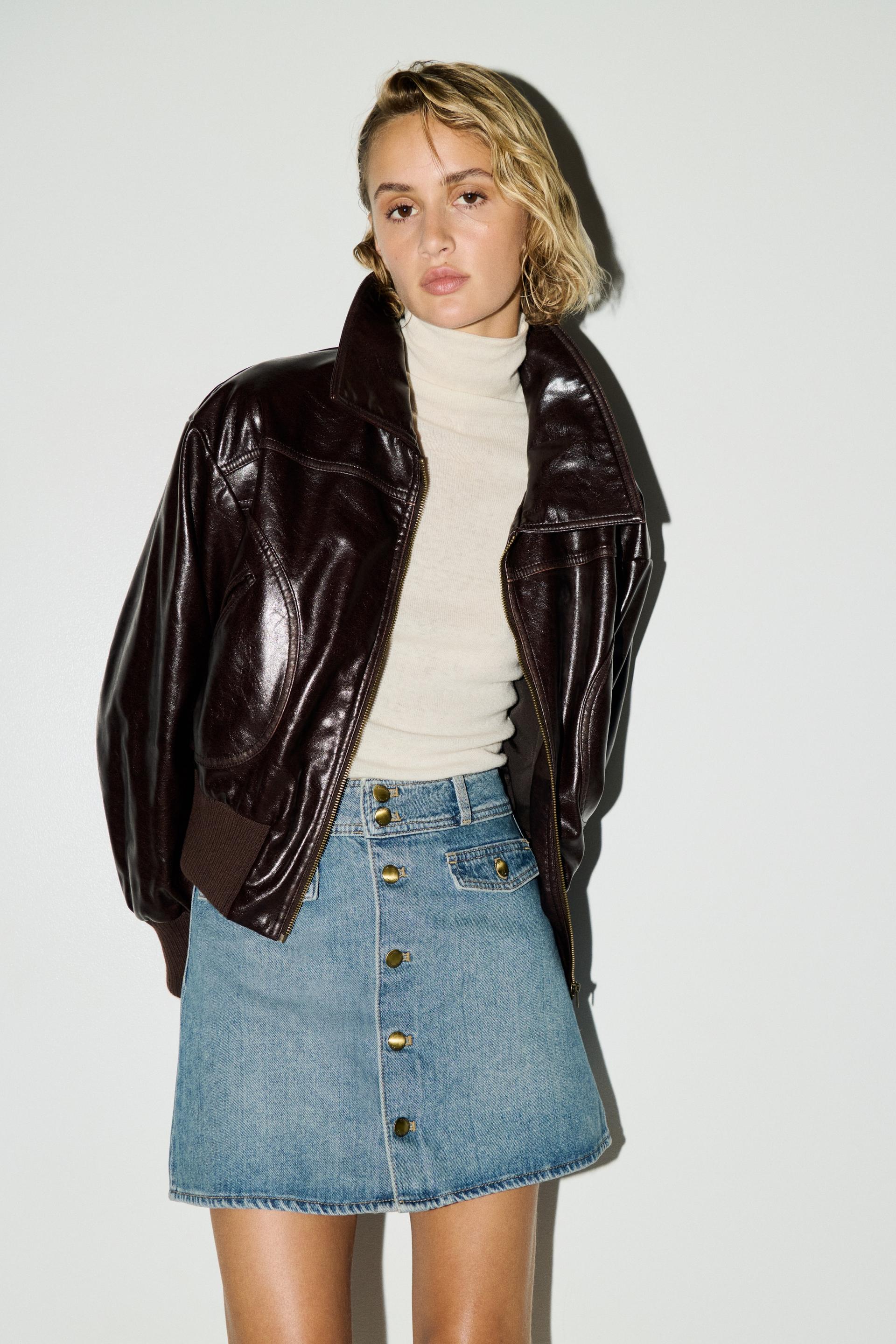 a-line denim mini skirt