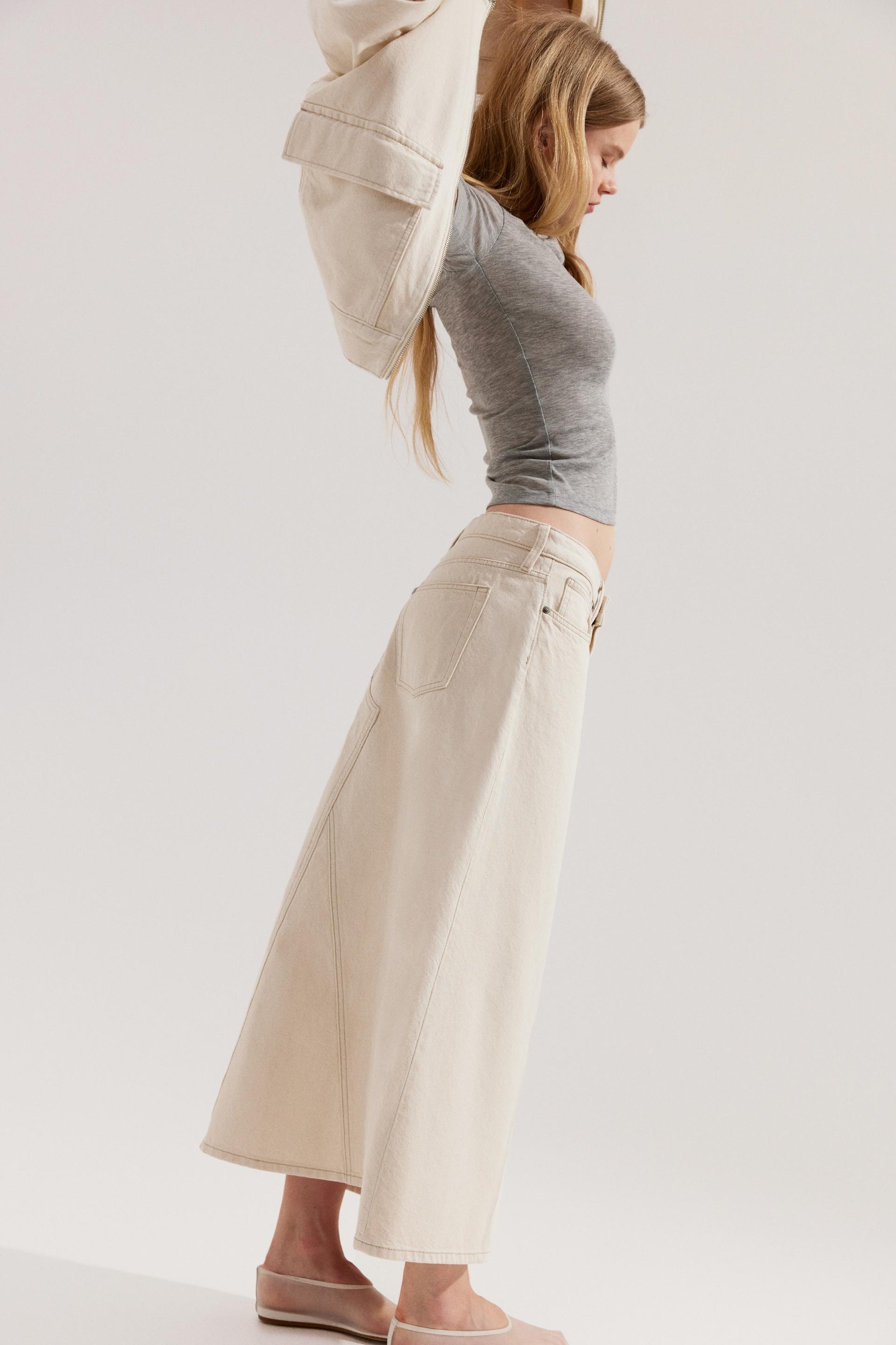 a-line denim skirt