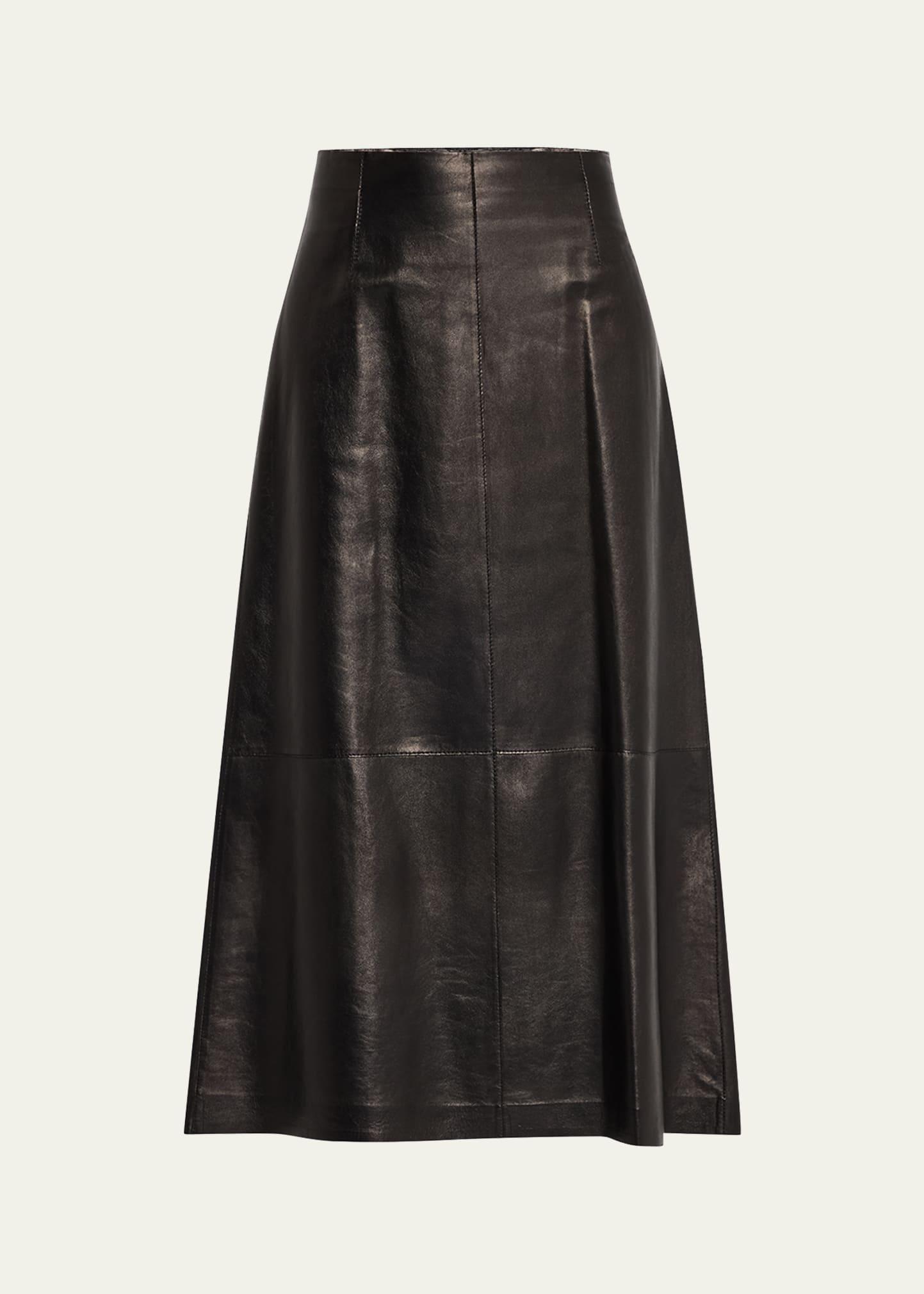 a-line leather midi skirt