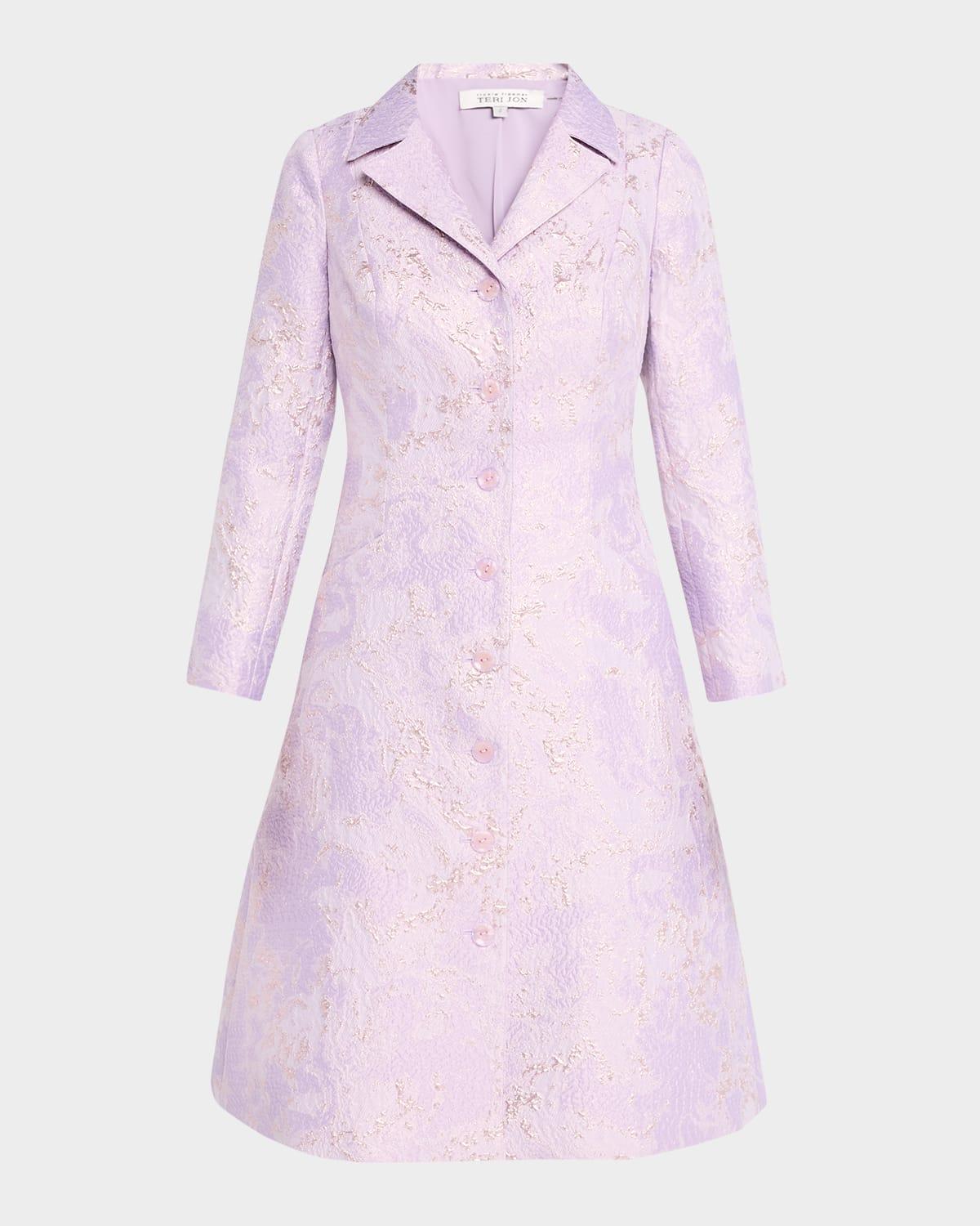 a-line metallic jacquard coat dress