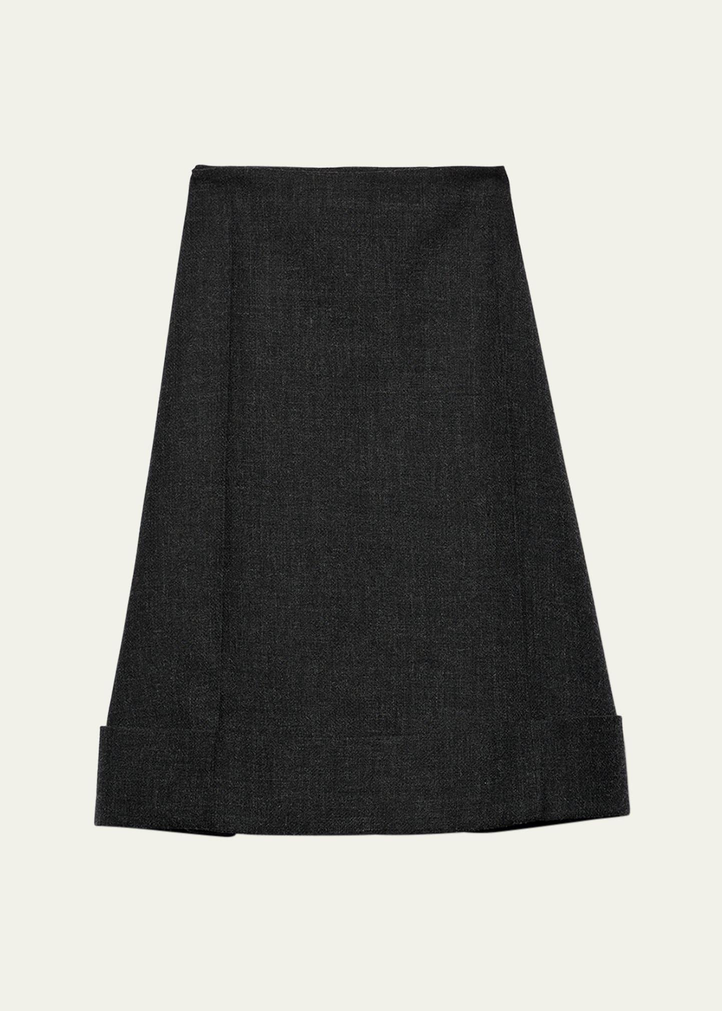a-line midi wool skirt
