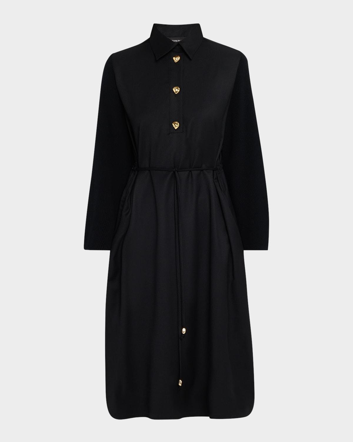 a-line mixed media midi dress