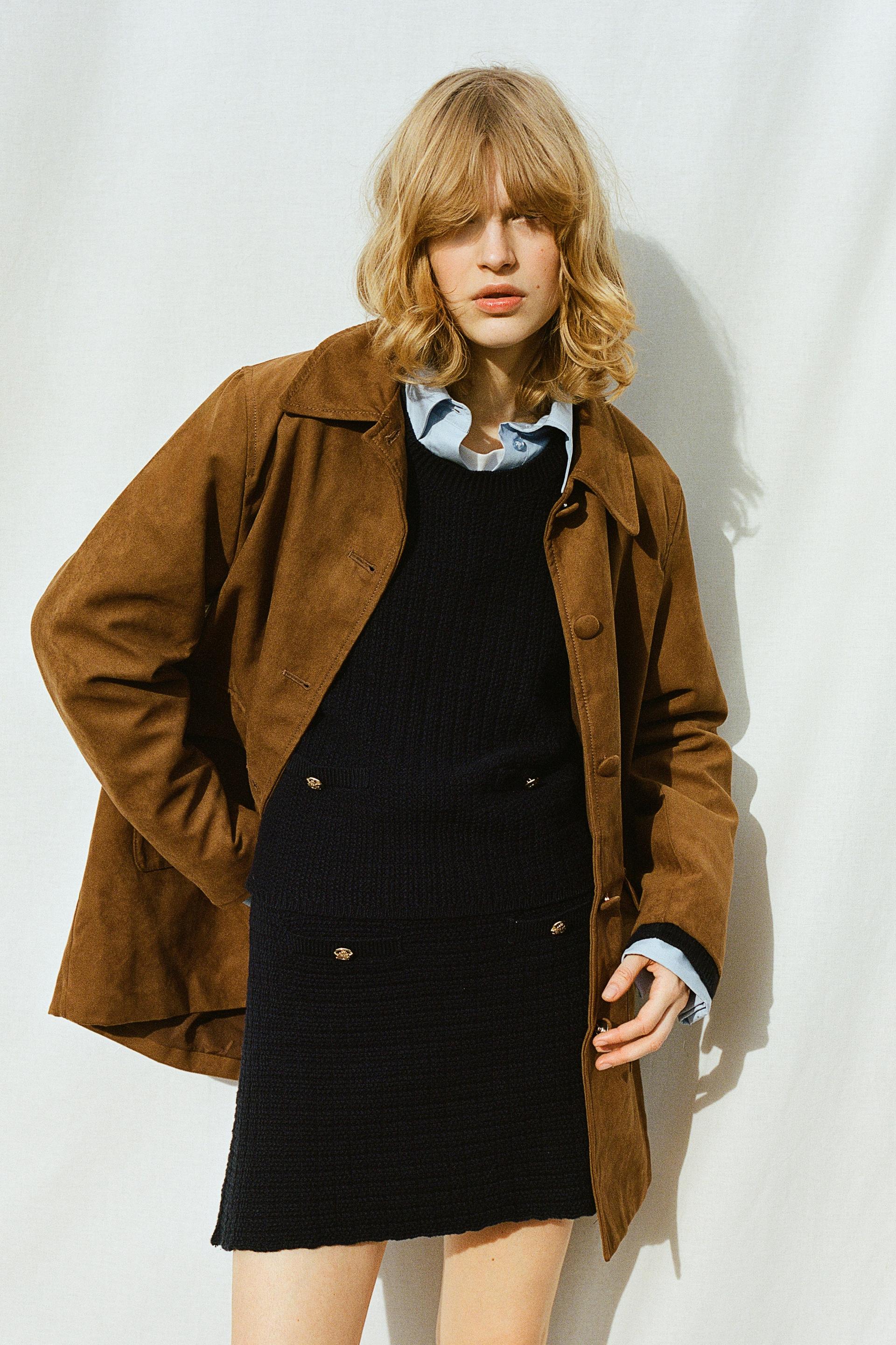 a-line moss-knit skirt