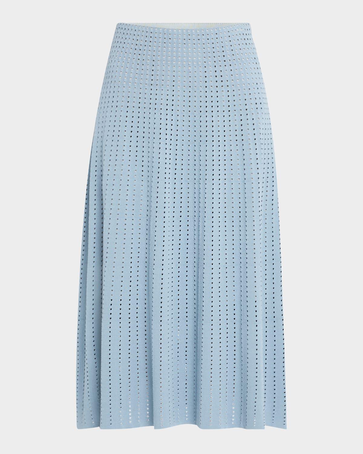a-line pointelle stitch midi skirt