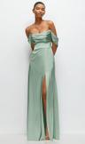 a-line satin maxi dress with convertible off-the-shoulder or strapless looks