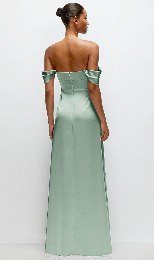a-line satin maxi dress with convertible off-the-shoulder or strapless looks