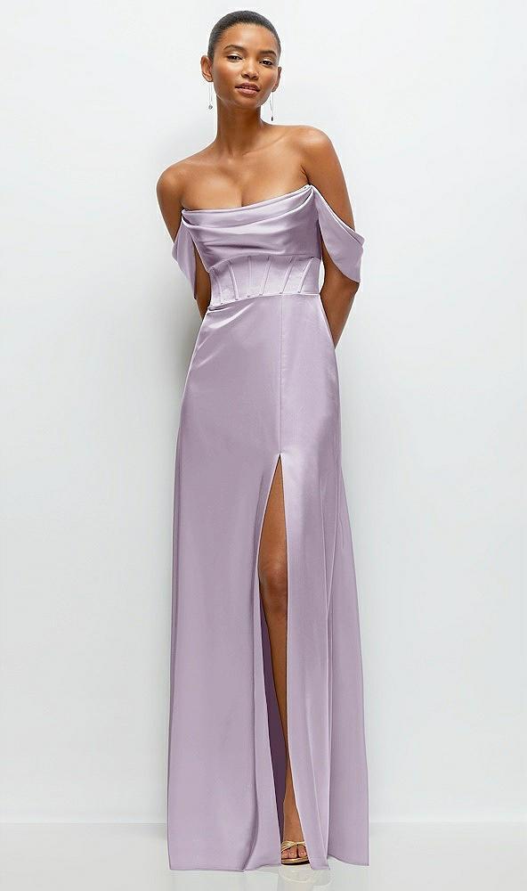 a-line satin maxi dress with convertible off-the-shoulder or strapless looks