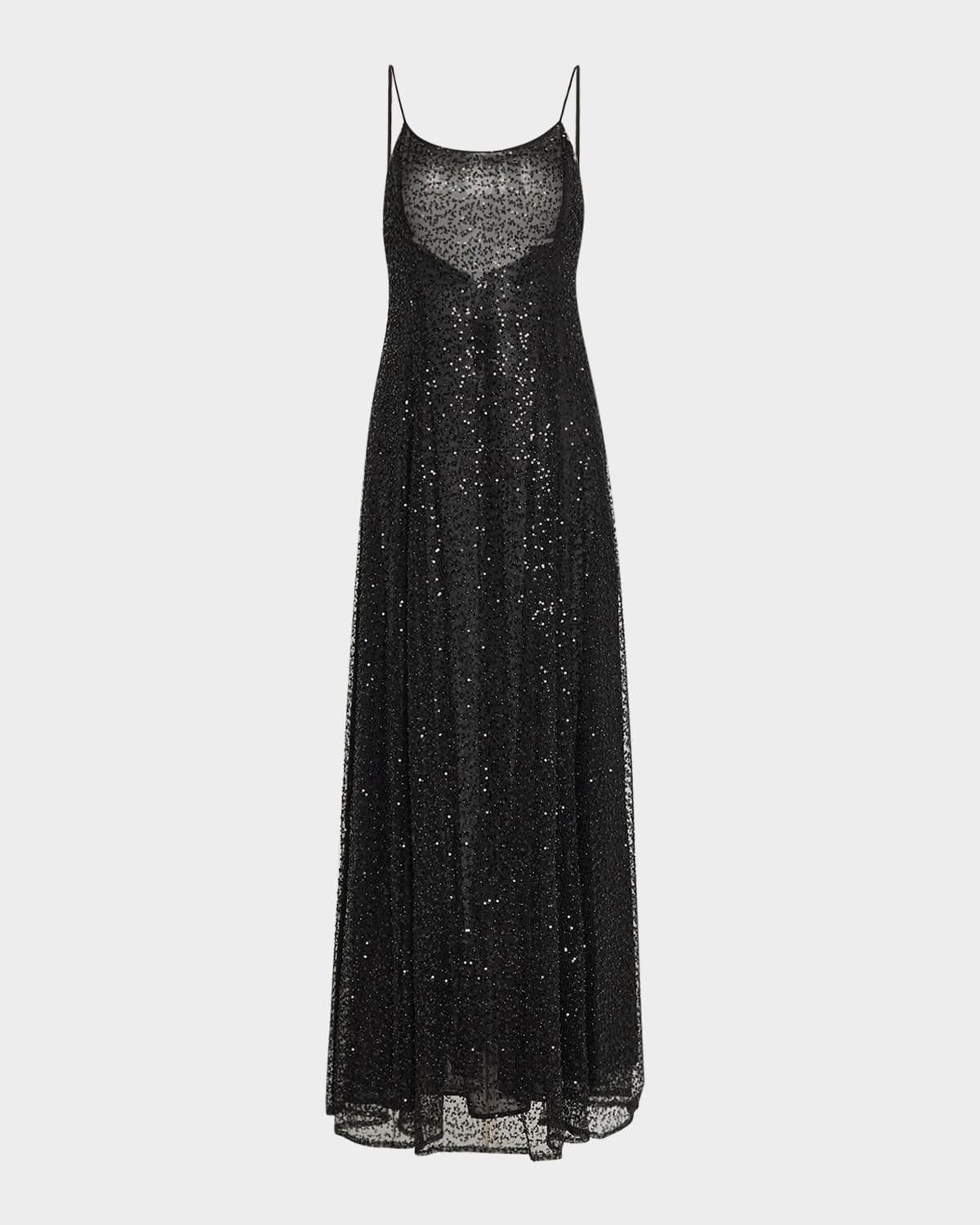 a-line sequin tulle gown