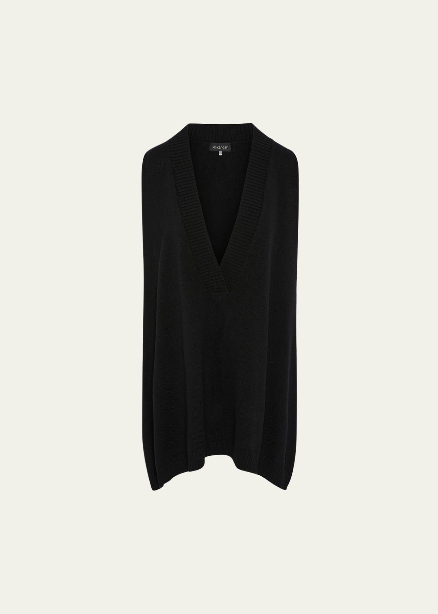 a-line sleeveless deep-v long cashmere sweater