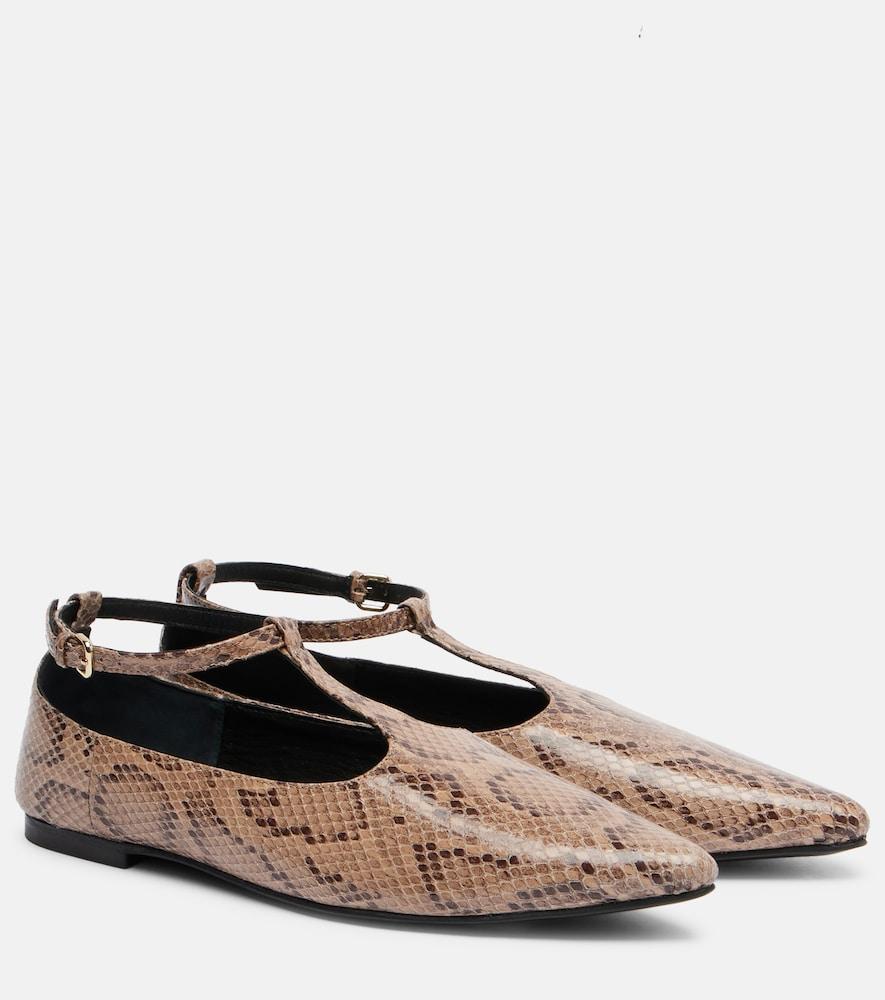 a. emery ward snake-effect leather mary jane flats