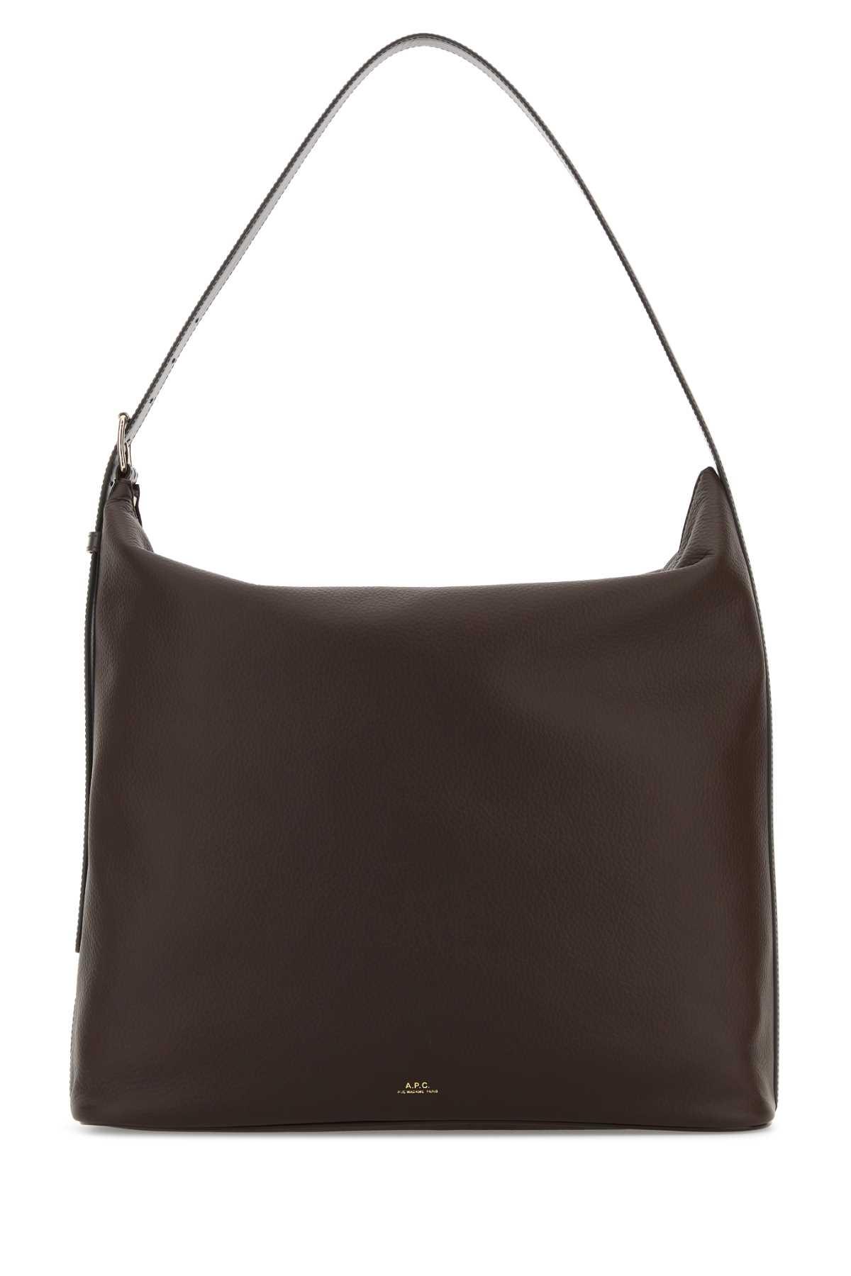 a. p.c. brown leather maxi vera shopping bag
