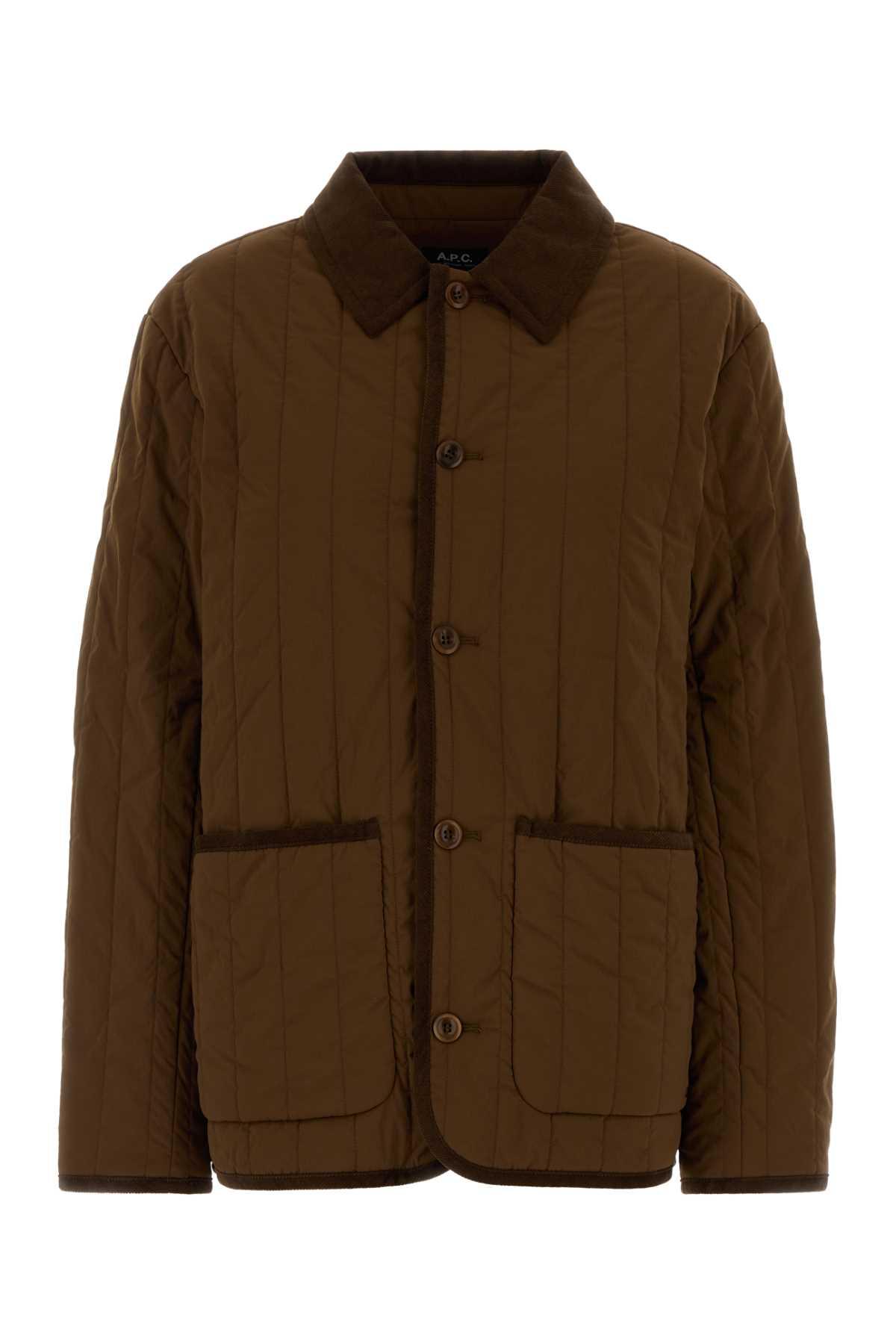 a. p.c. brown stretch nylon leone jacket