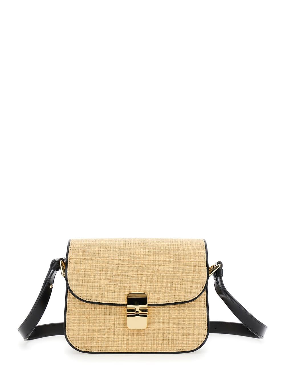 a. p.c. grace small beige shoulder bag with clasp closure and adjustable leather strap in leather woman