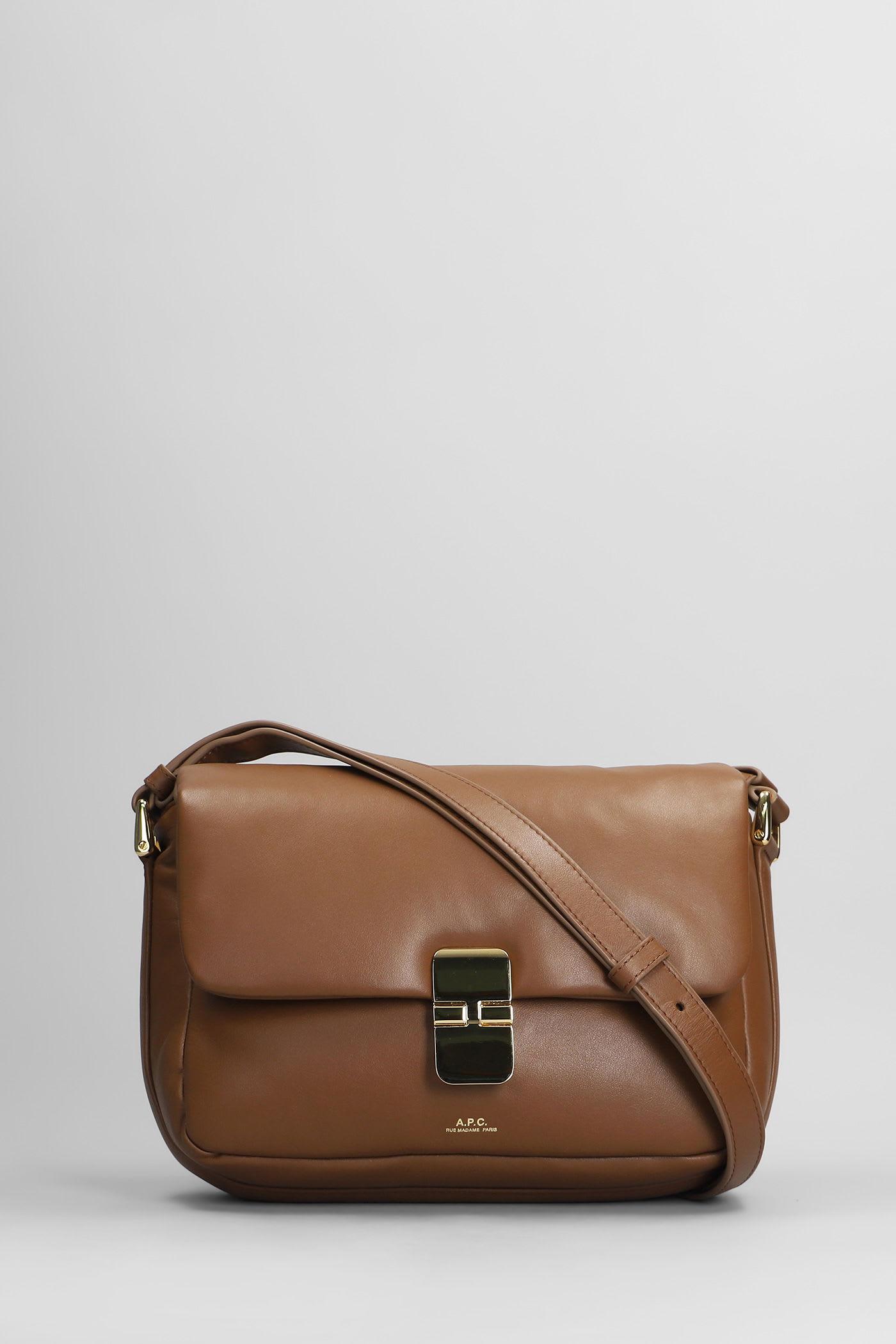 a. p.c. grace soft shoulder bag in brown leather