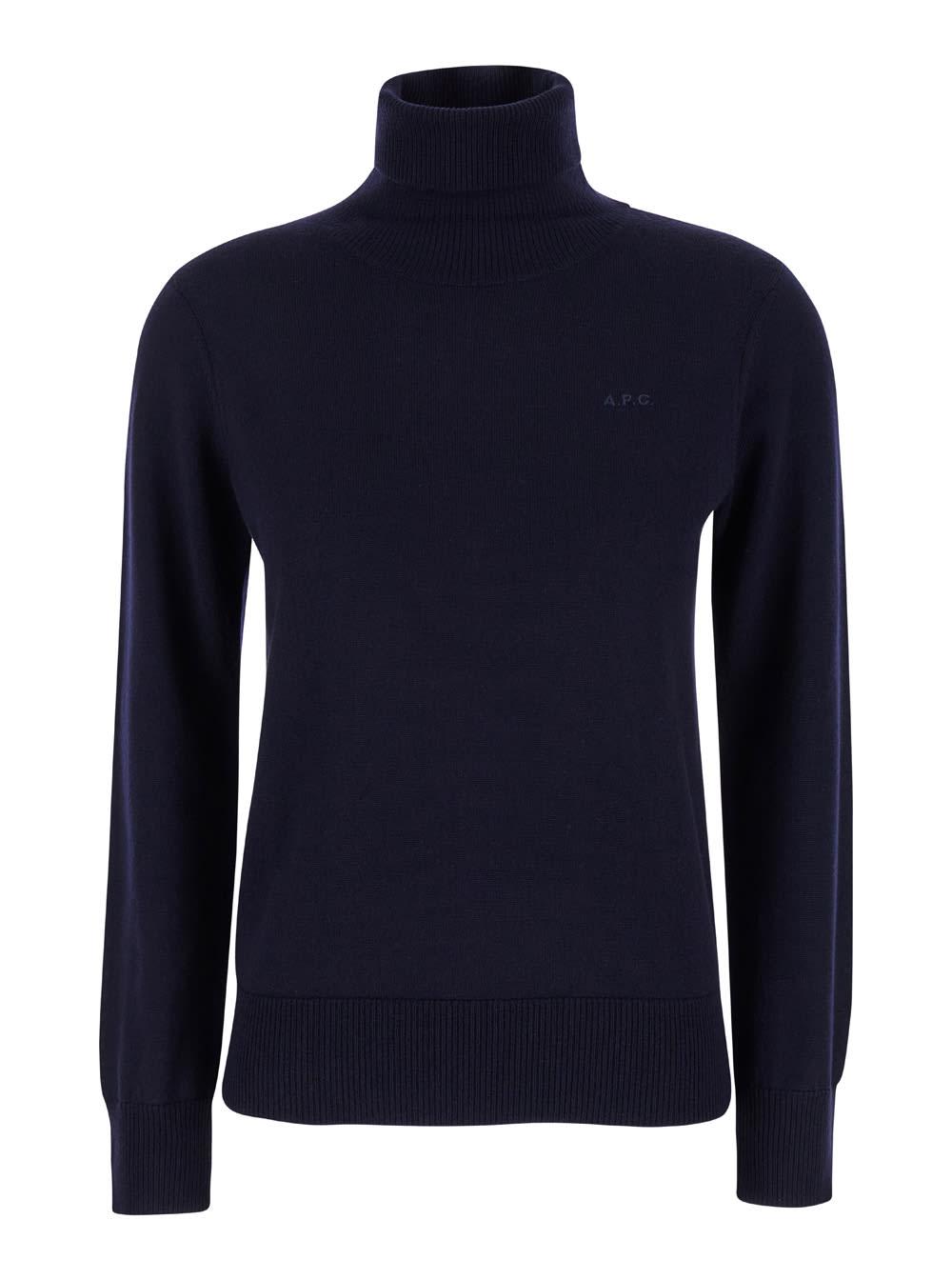 a. p.c. high neck sweater with logo embroidery