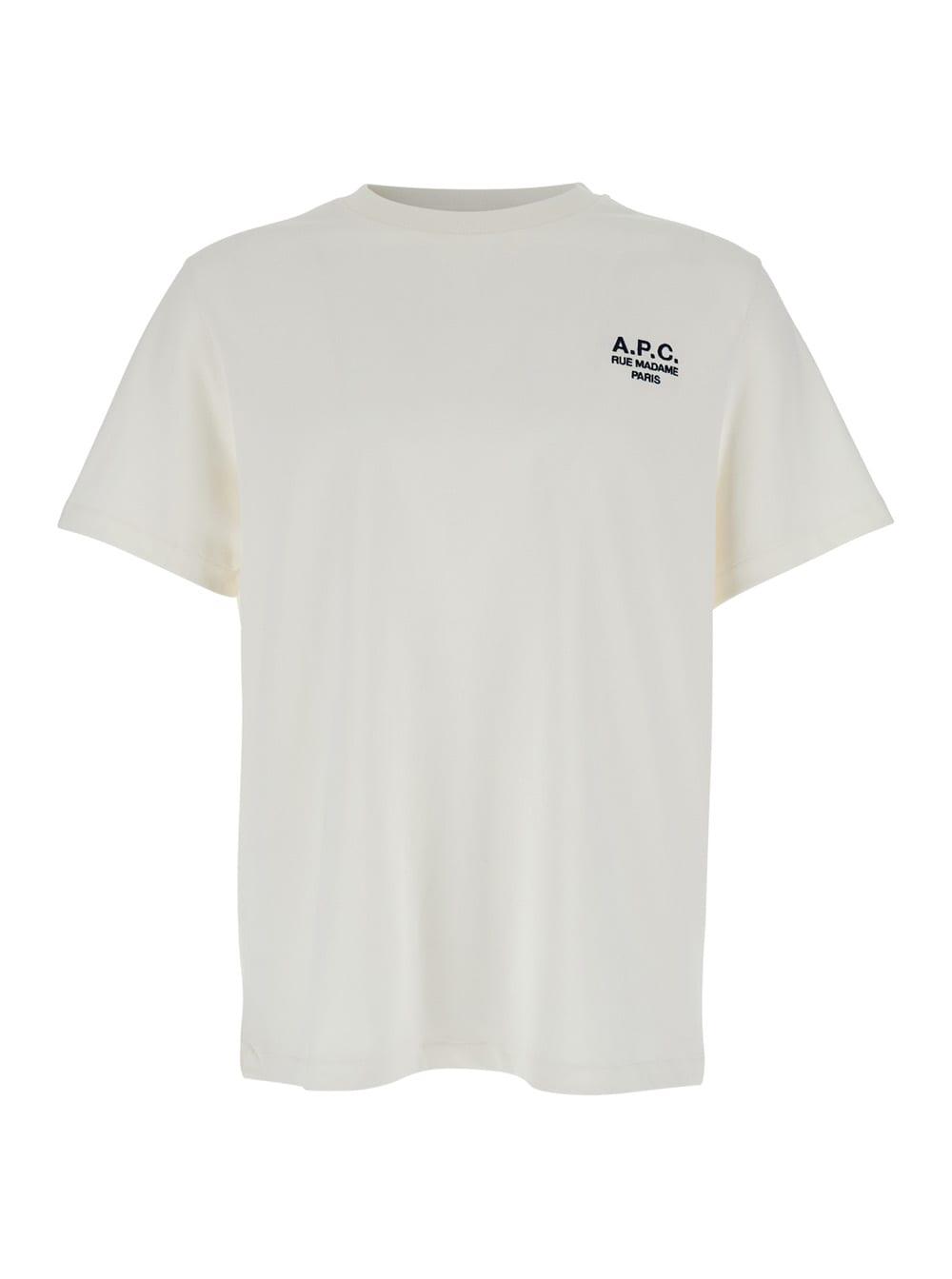 a. p.c. white t-shirt with embroidered logo on the front in cotton woman