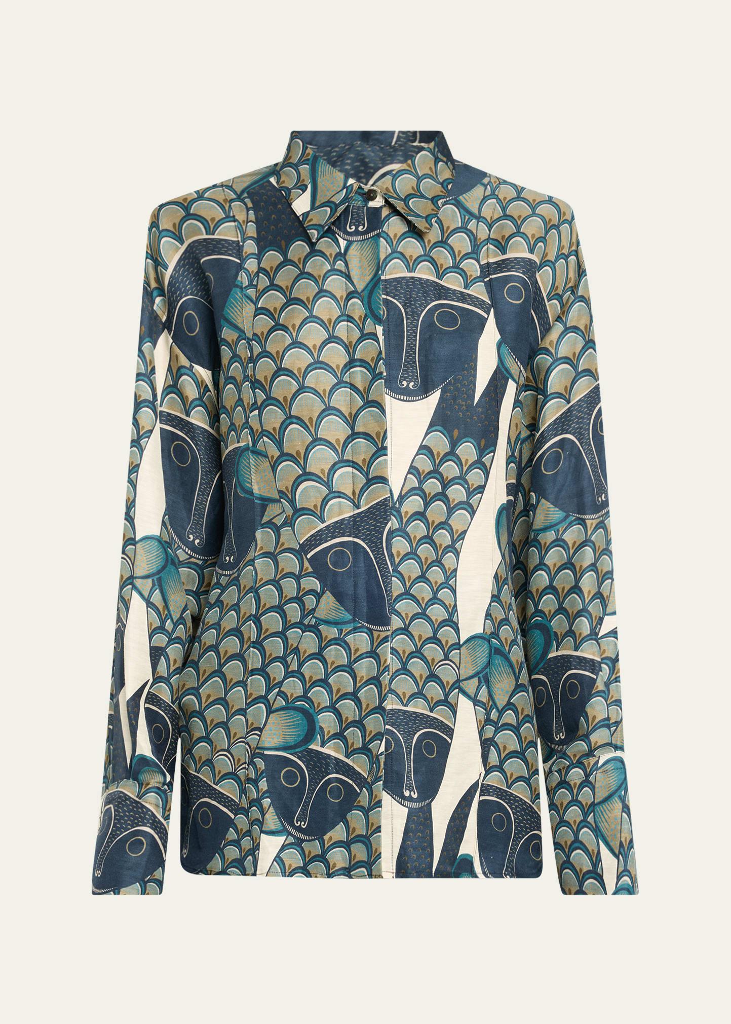 a. santos printed button down shirt