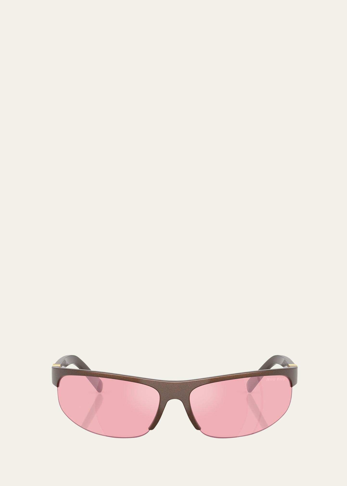 a02s semi-rimless oval plastic sunglasses