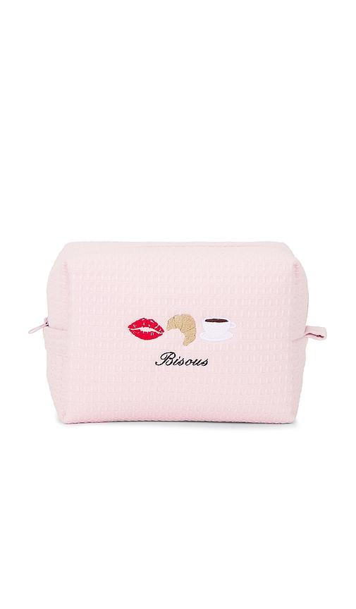 abbode bisous waffle pouch in peony.