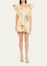 abi pleated puff-sleeve mini dress