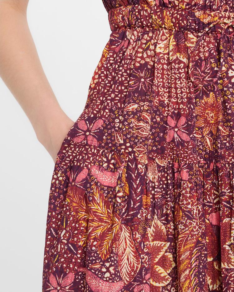 abigail puff-sleeve midi dress