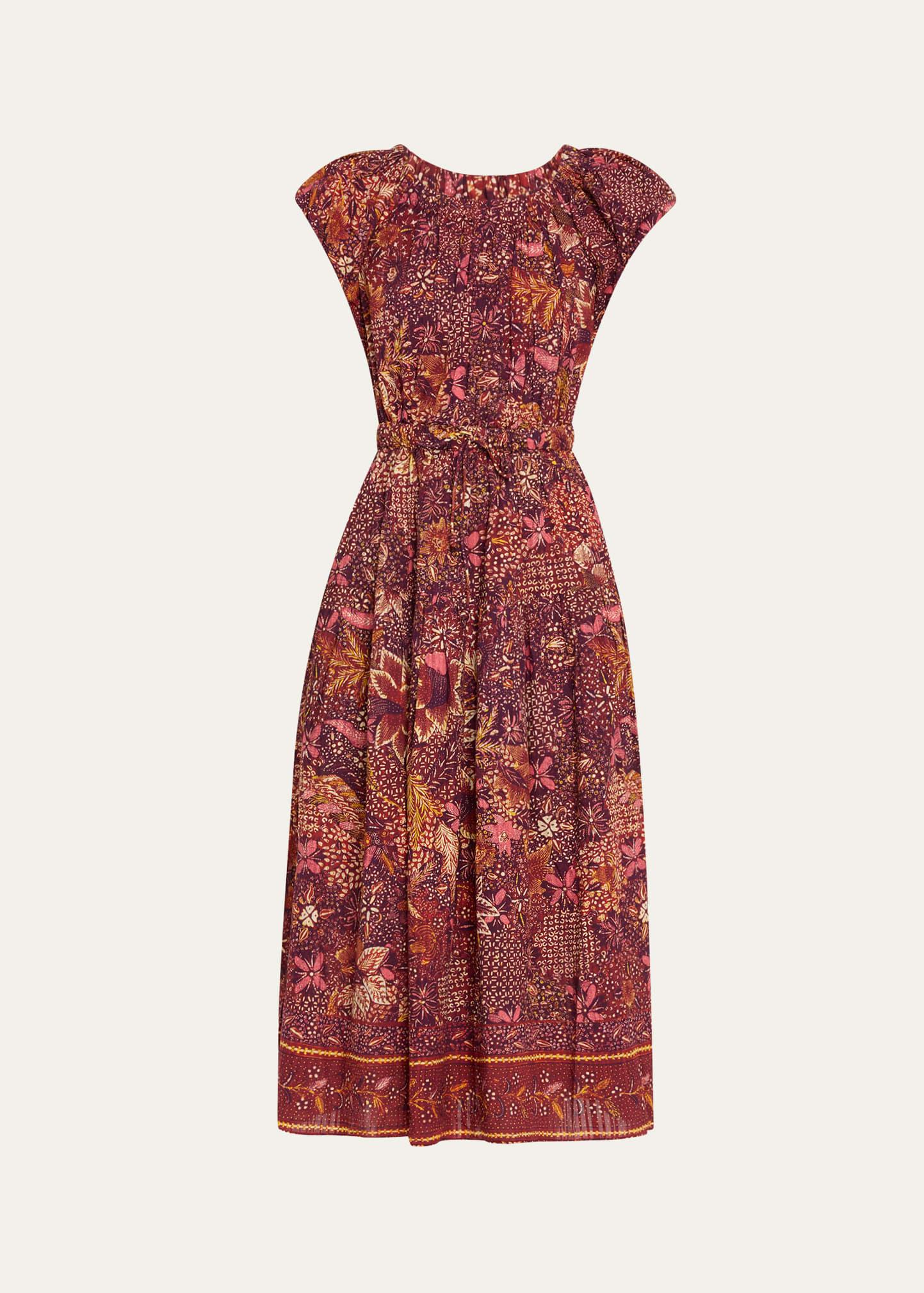 abigail puff-sleeve midi dress