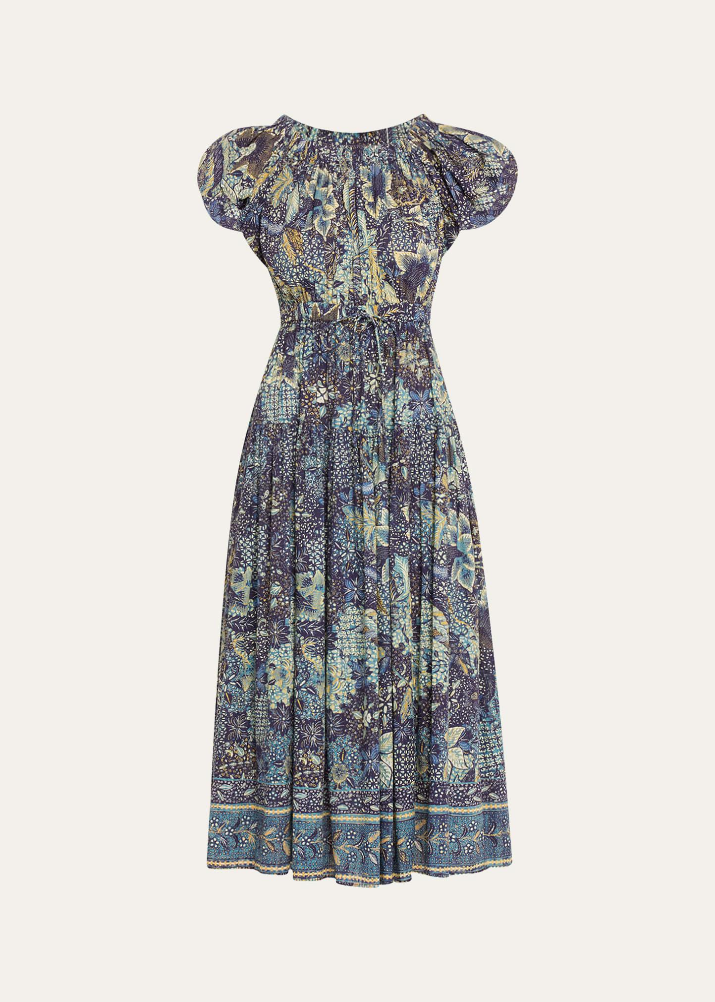 abigail puff-sleeve midi dress