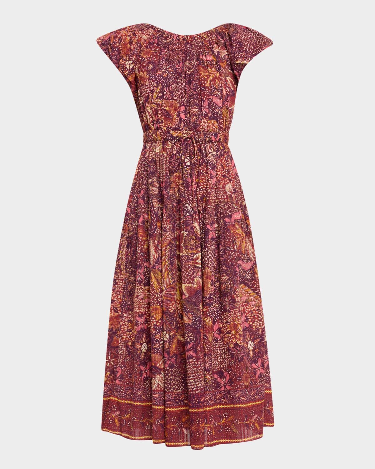 abigail puff-sleeve midi dress