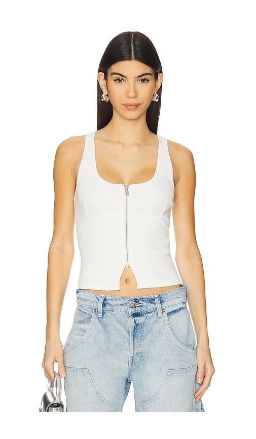 abrand addison racer top in white.