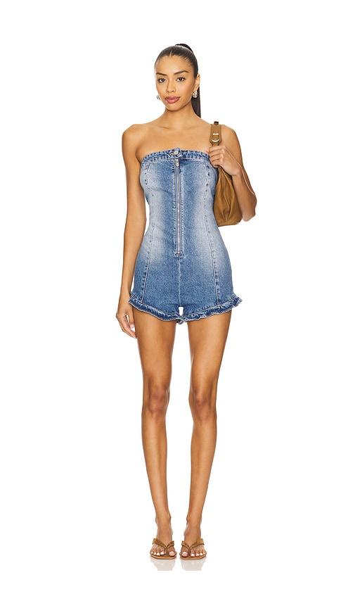abrand jenna mini jumpsuit in blue.