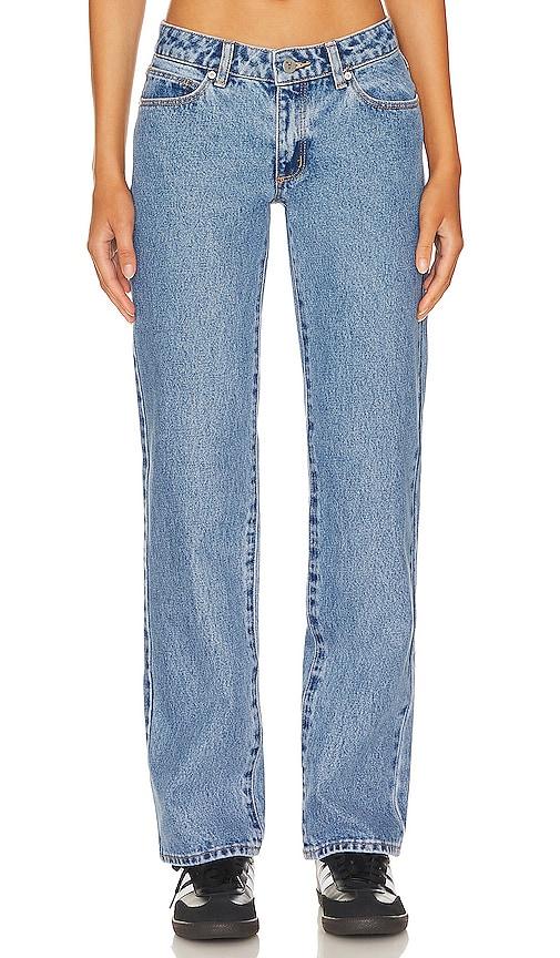 abrand low rise straight jeans in denim-light.