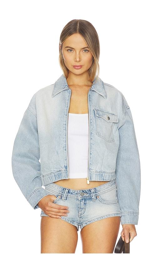 abrand push it bomber jacket in baby blue.