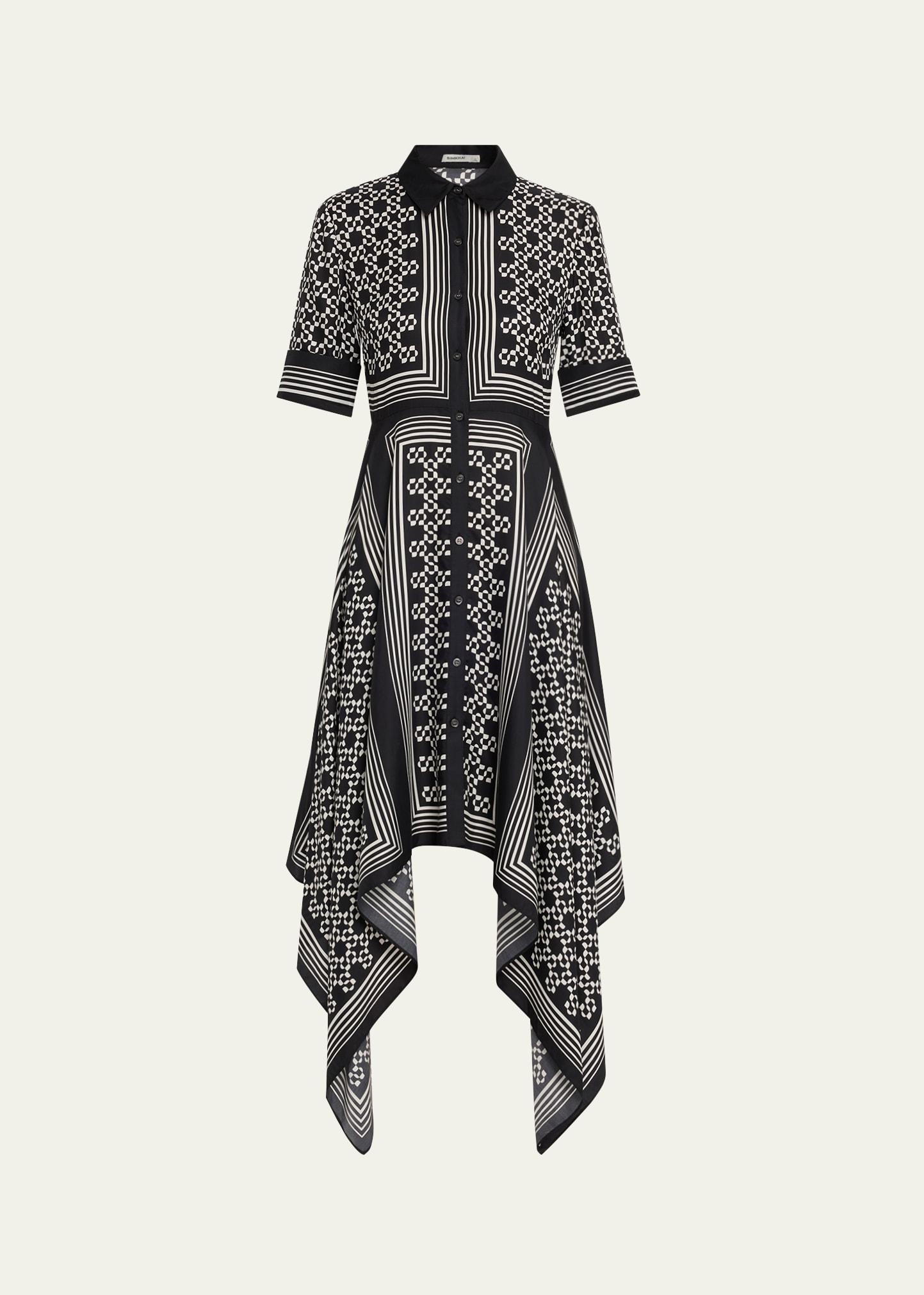abrielle handkerchief midi dress