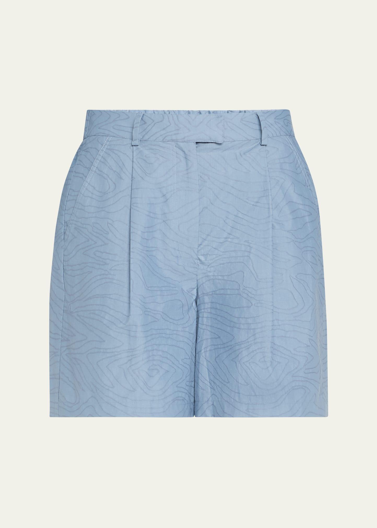 abstract animal jacquard pleated  baggy shorts