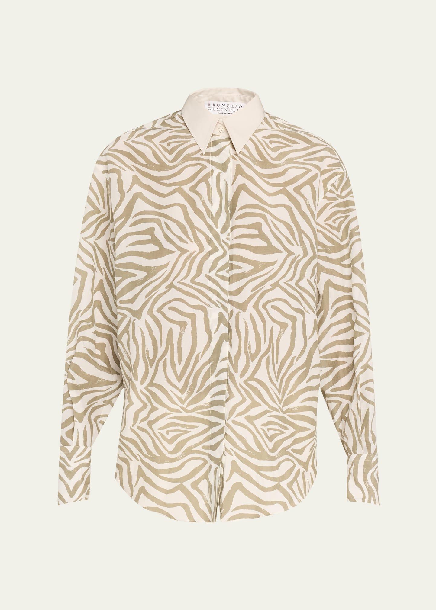 abstract animal print button down shirt