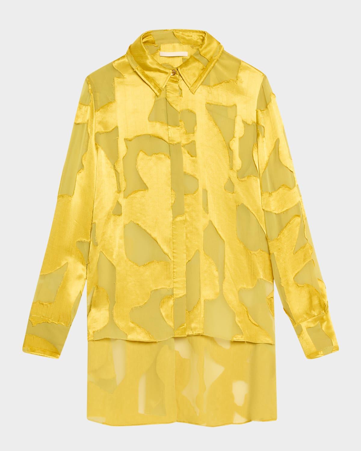 abstract fil coupe button down shirt