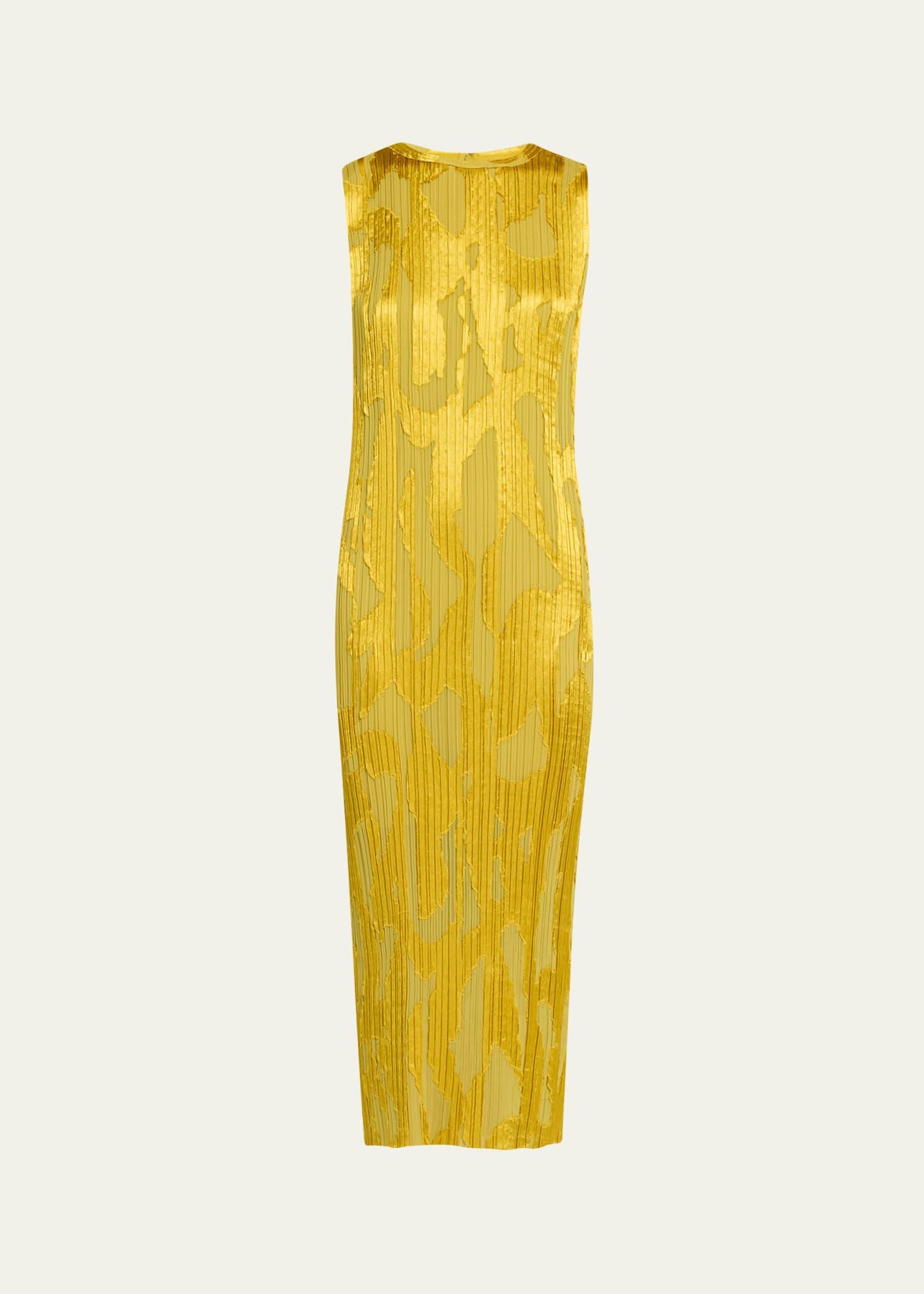 abstract fil coupe pleated midi shift dress