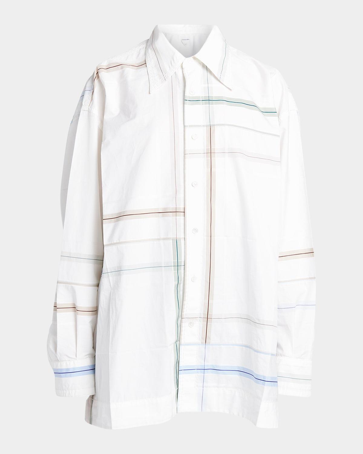 abstract-print oversized collared shirt