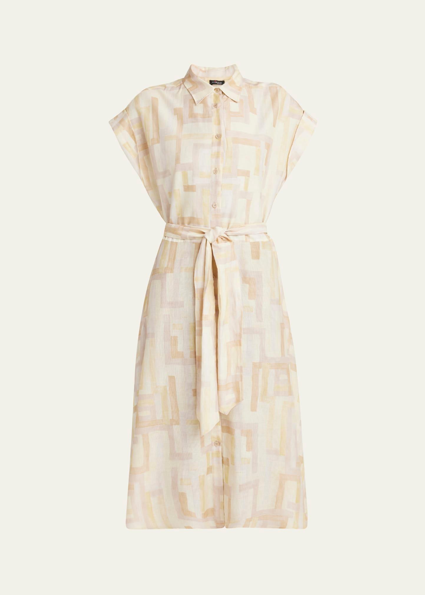 abstract watercolor belted dress