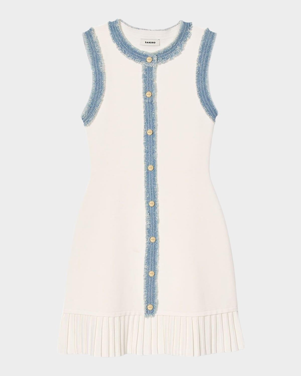 acapulco knit denim-trim mini dress