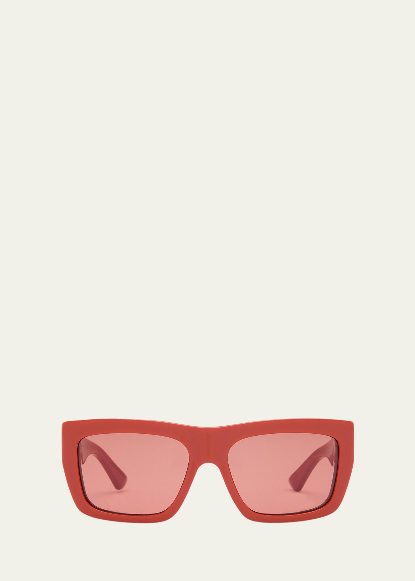 acetate & metal rectangle sunglasses