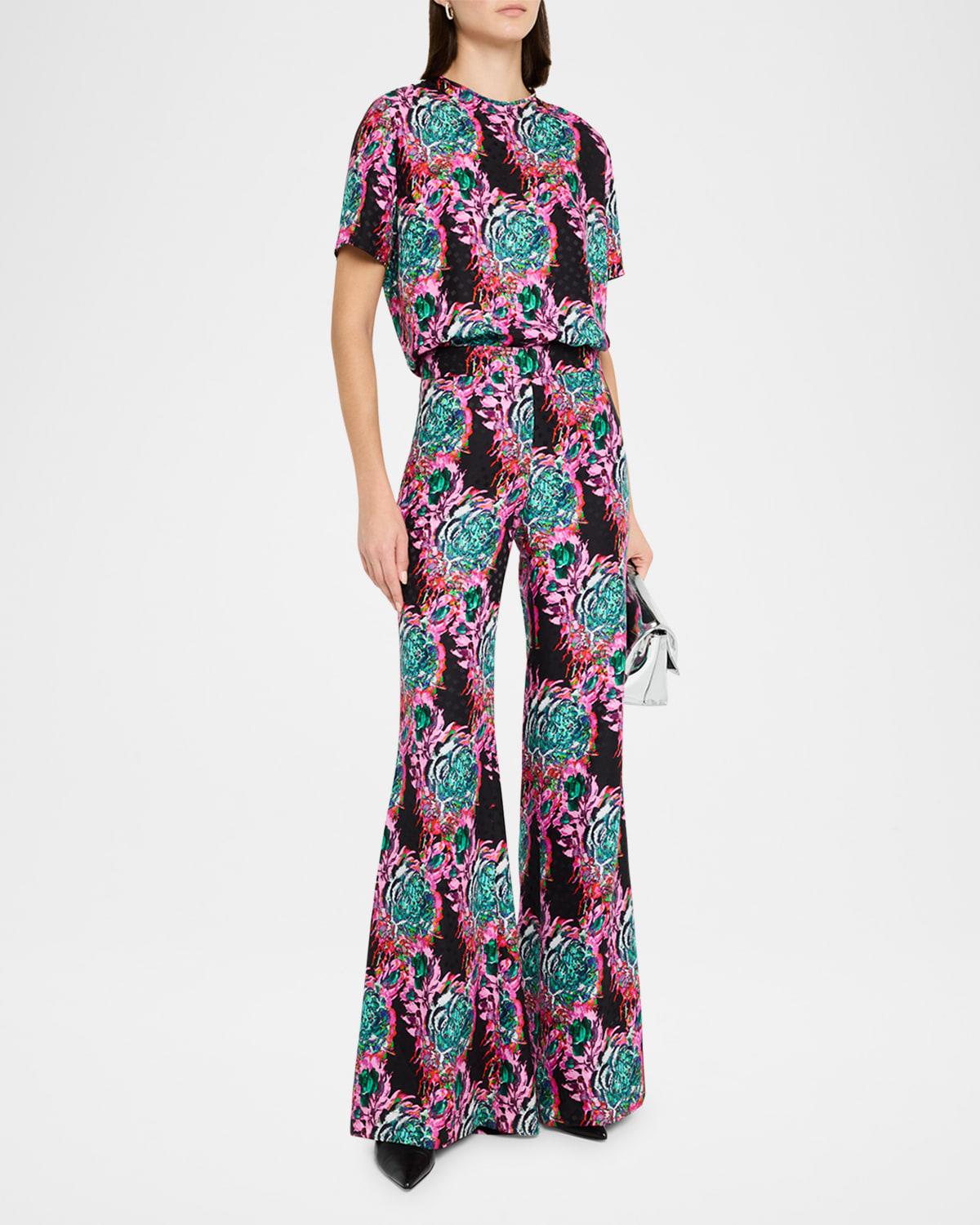 acid trip short-sleeve silk blouse