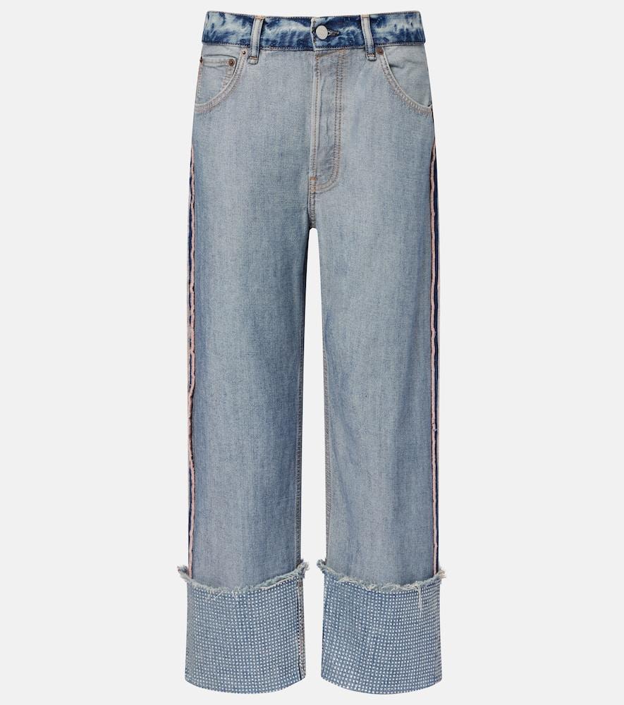 acne studios deconstructed embellished straight jeans